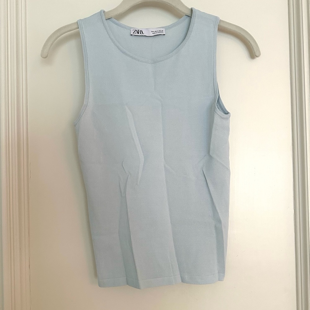 Icy blue Zara knit top. Never worn.